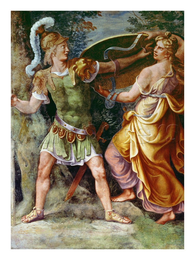 Tétis dando a Aquiles suas armas por Giulio Romano, século XVI