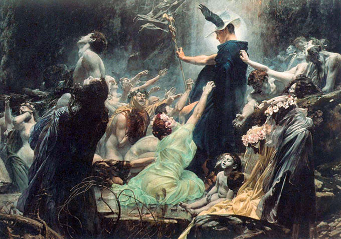 Hermes Trismegisto - (Adolf Hirémy-Hirschl, The Souls of Acheron (1898))